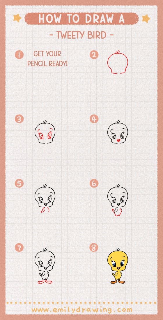 how to draw a tweety bird pinterest pin